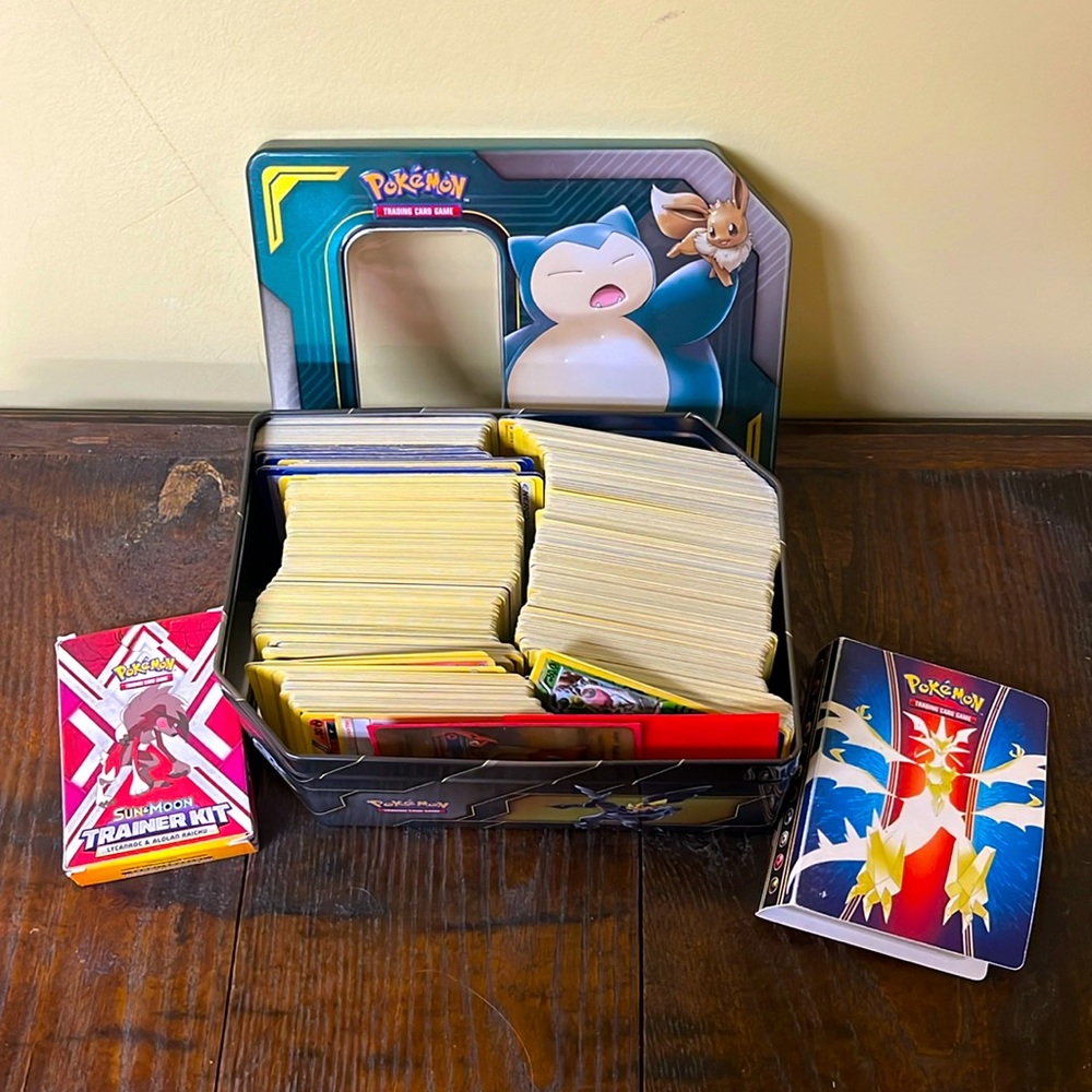 Pokemon cards and tin